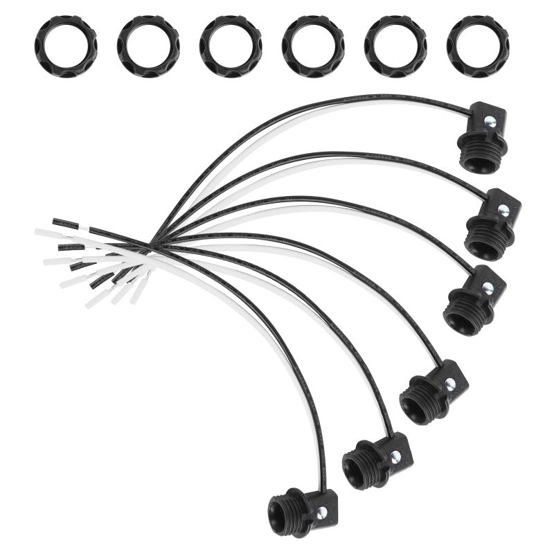 FLYPIG E12 Lamp Holder Socket, 6-Pack, Candelabra Light Socket Base with 8-Inch Wire Leads (75W 125V), for Chandelier, Christmas Lights, Ceiling Lamps - Replacement for LP1970 - Image 1